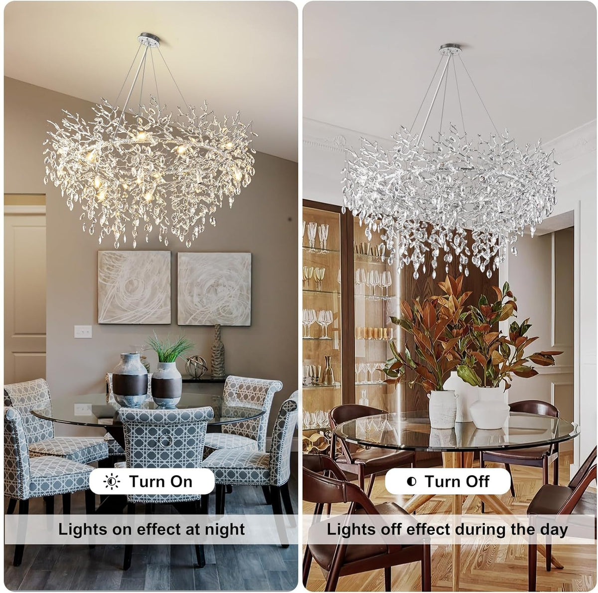 Modern Ice Eye Crystal Tree Branch Round Chandelier