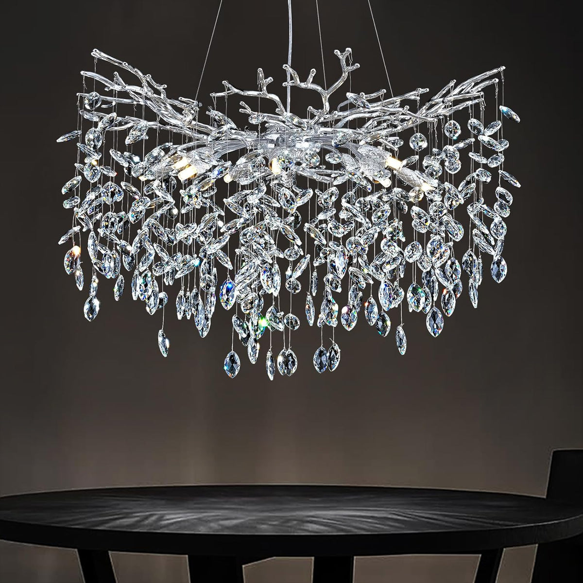 Modern Ice Eye Crystal Tree Branch Round Chandelier