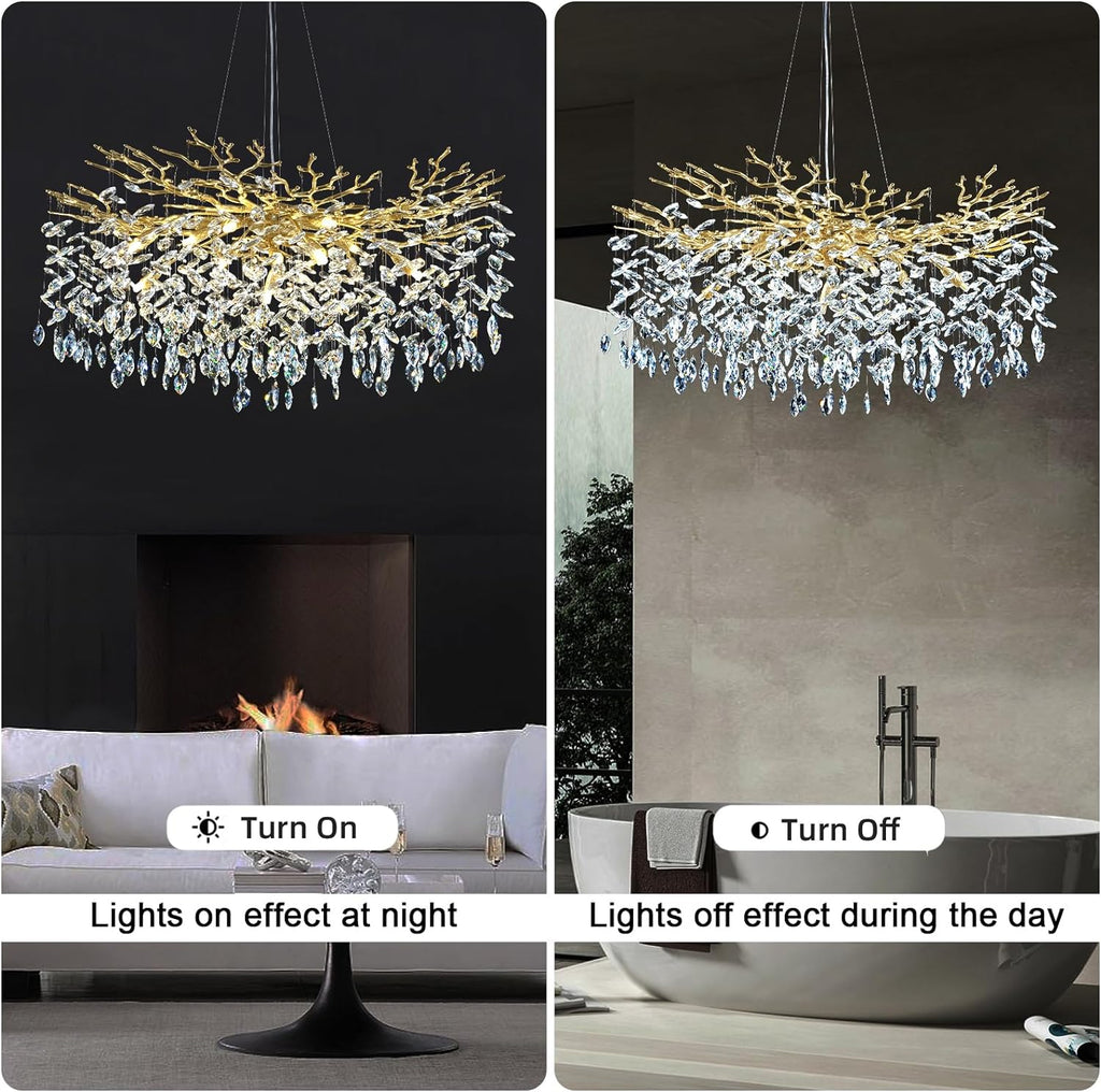 Modern Ice Eye Crystal Tree Branch Round Chandelier
