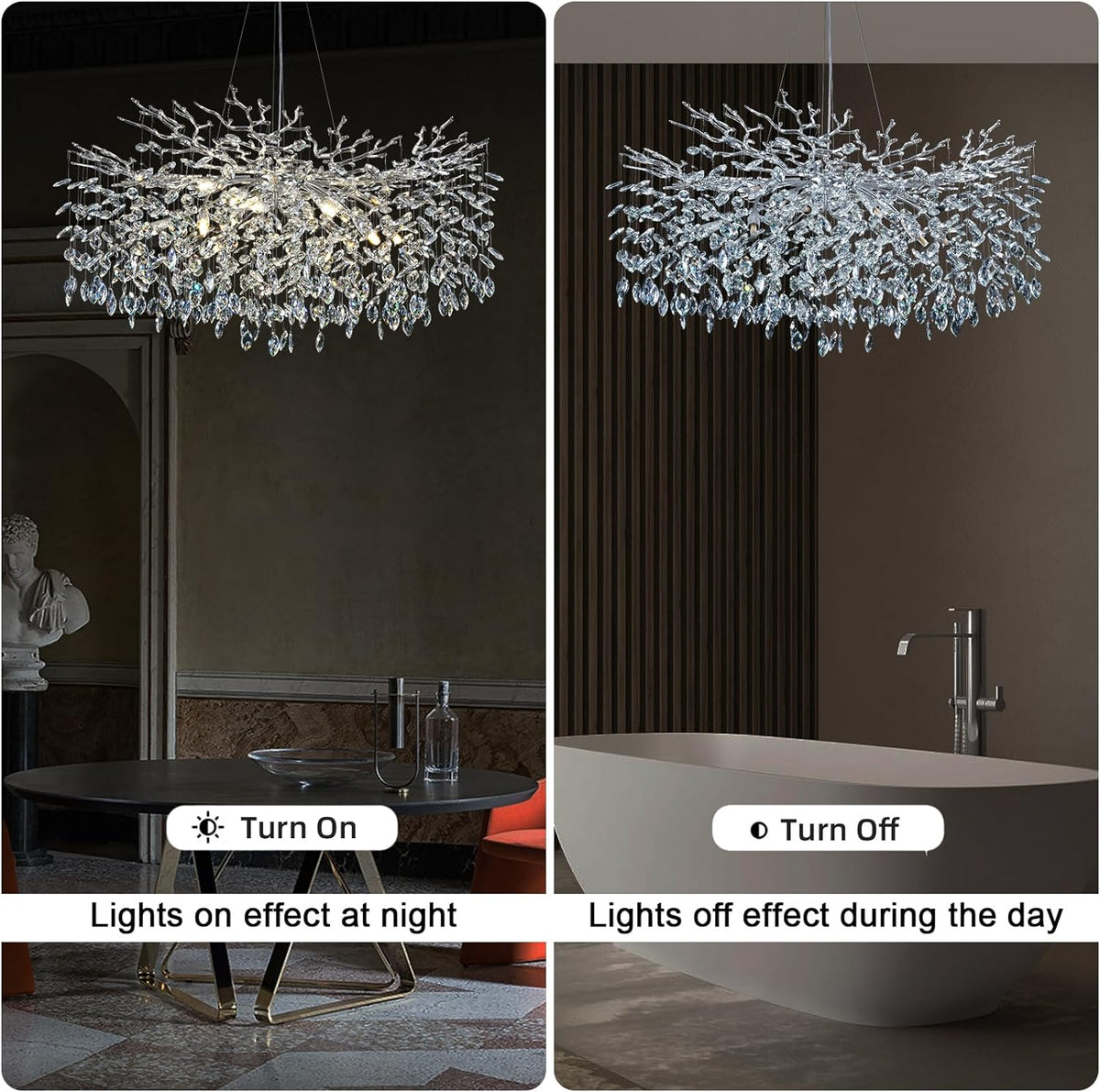 Modern Ice Eye Crystal Tree Branch Round Chandelier