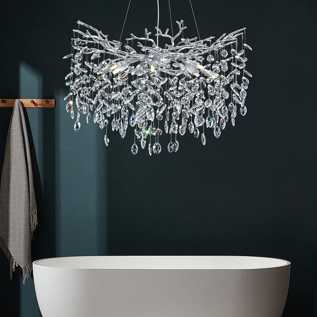 Modern Ice Eye Crystal Tree Branch Round Chandelier
