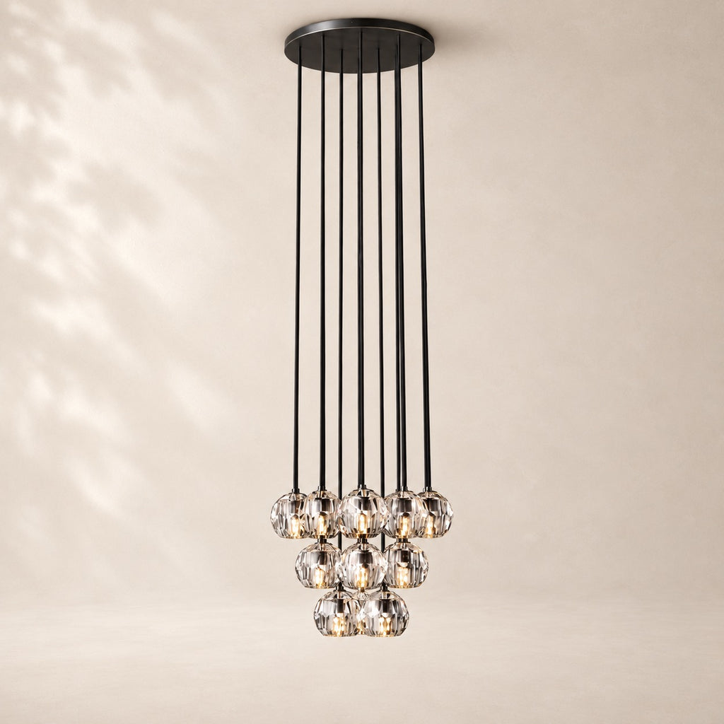 Bouvelle de Cristal Glass Round Cluster Chandelier 19"