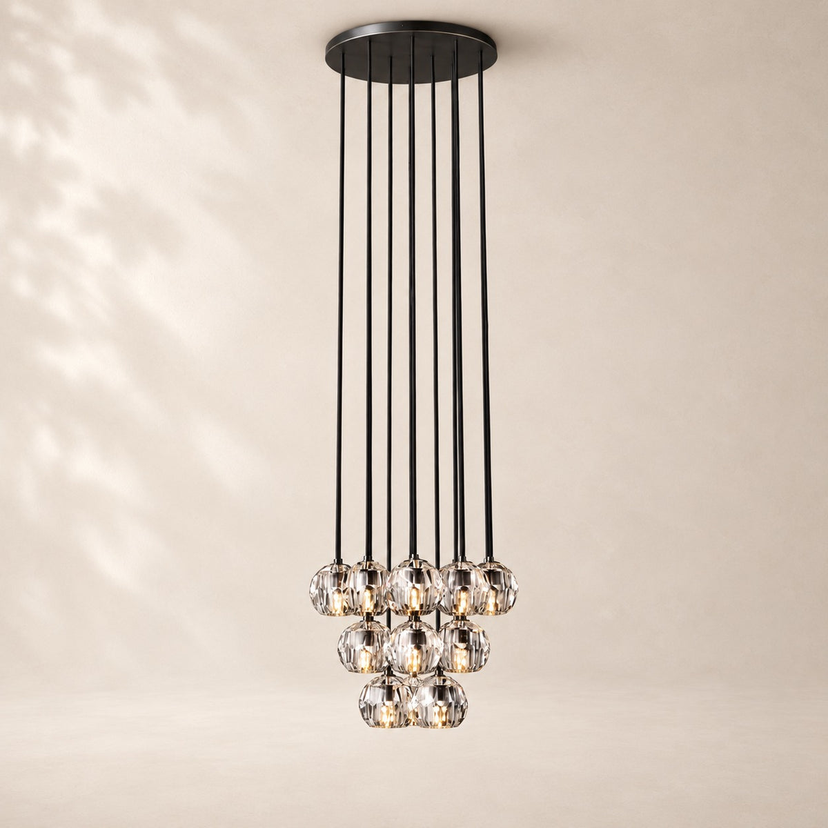 Bouvelle de Cristal Glass Round Cluster Chandelier 19"