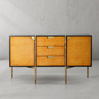 Thadson Metal Frame Rattan Side Cabinet 59''
