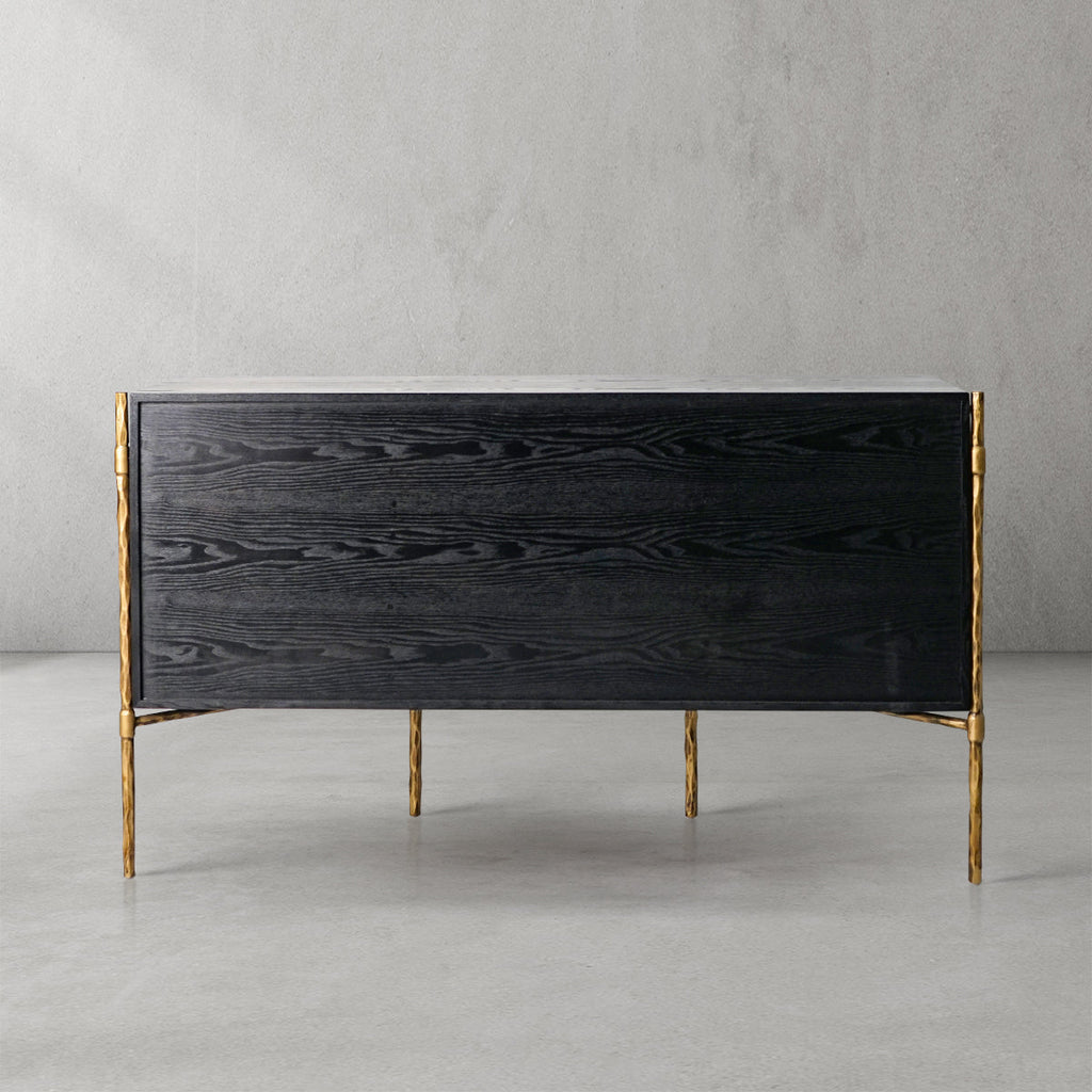 Thadson Metal Frame Rattan Side Cabinet 59''