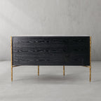 Thadson Metal Frame Rattan Side Cabinet 59''
