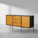 Thadson Metal Frame Rattan Side Cabinet 59''
