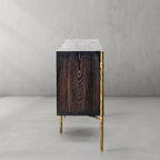 Thadson Metal Frame Rattan Side Cabinet 59''