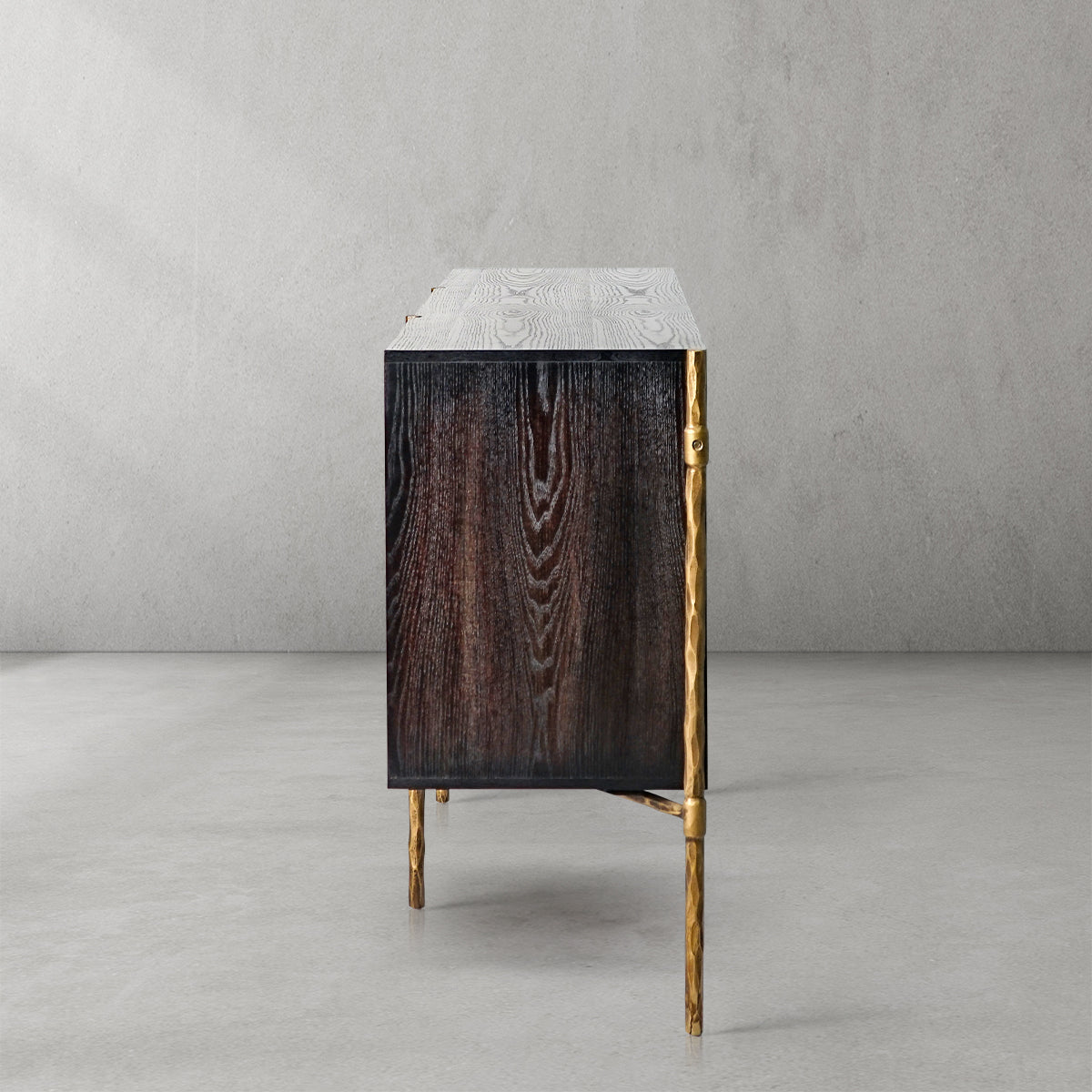 Thadson Metal Frame Rattan Side Cabinet 59''