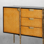 Thadson Metal Frame Rattan Side Cabinet 59''