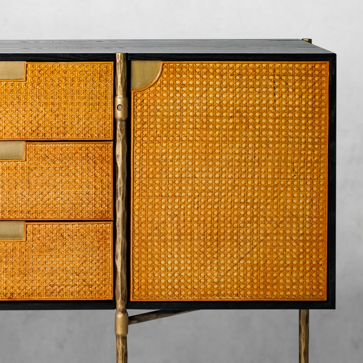 Thadson Metal Frame Rattan Side Cabinet 59''
