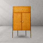 Thadson Metal Frame Rattan Side Cabinet 25''