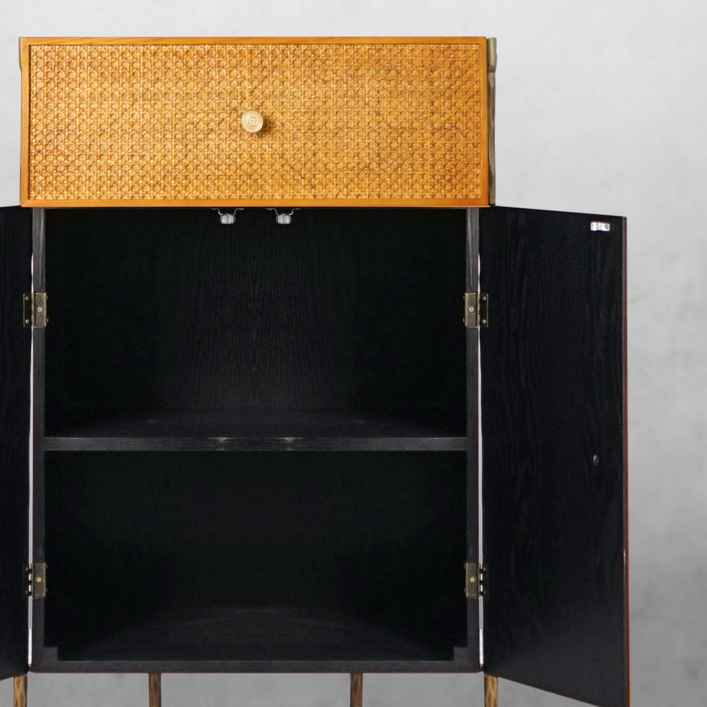 Thadson Metal Frame Rattan Side Cabinet 25''