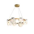 Alabaster 8-12 Head Brass & White Chandelier