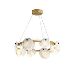 Alabaster 8-12 Head Brass & White Chandelier