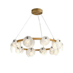 Alabaster 8-12 Head Brass & White Chandelier
