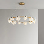 Alabaster 8-12 Head Brass & White Chandelier