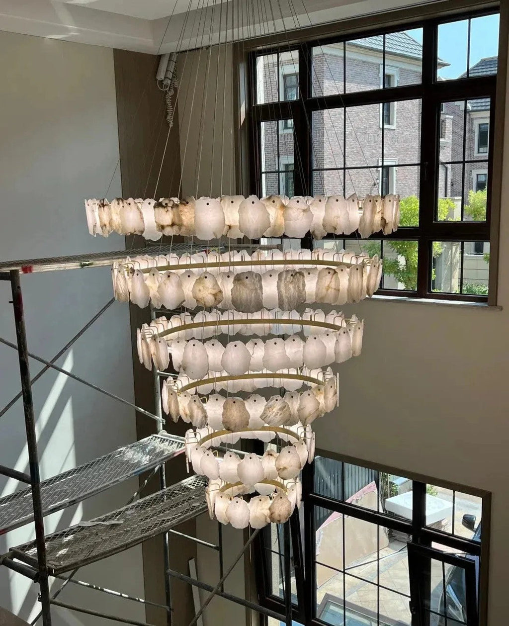 Alabaster Athena Spiral Chandelier For Staircase