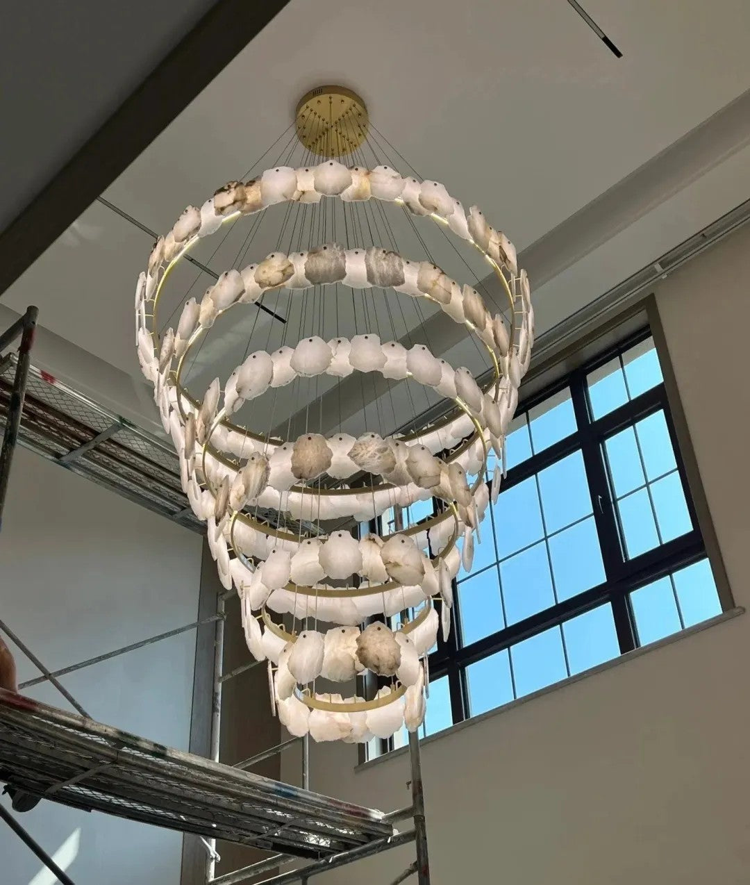 Alabaster Athena Spiral Chandelier For Staircase