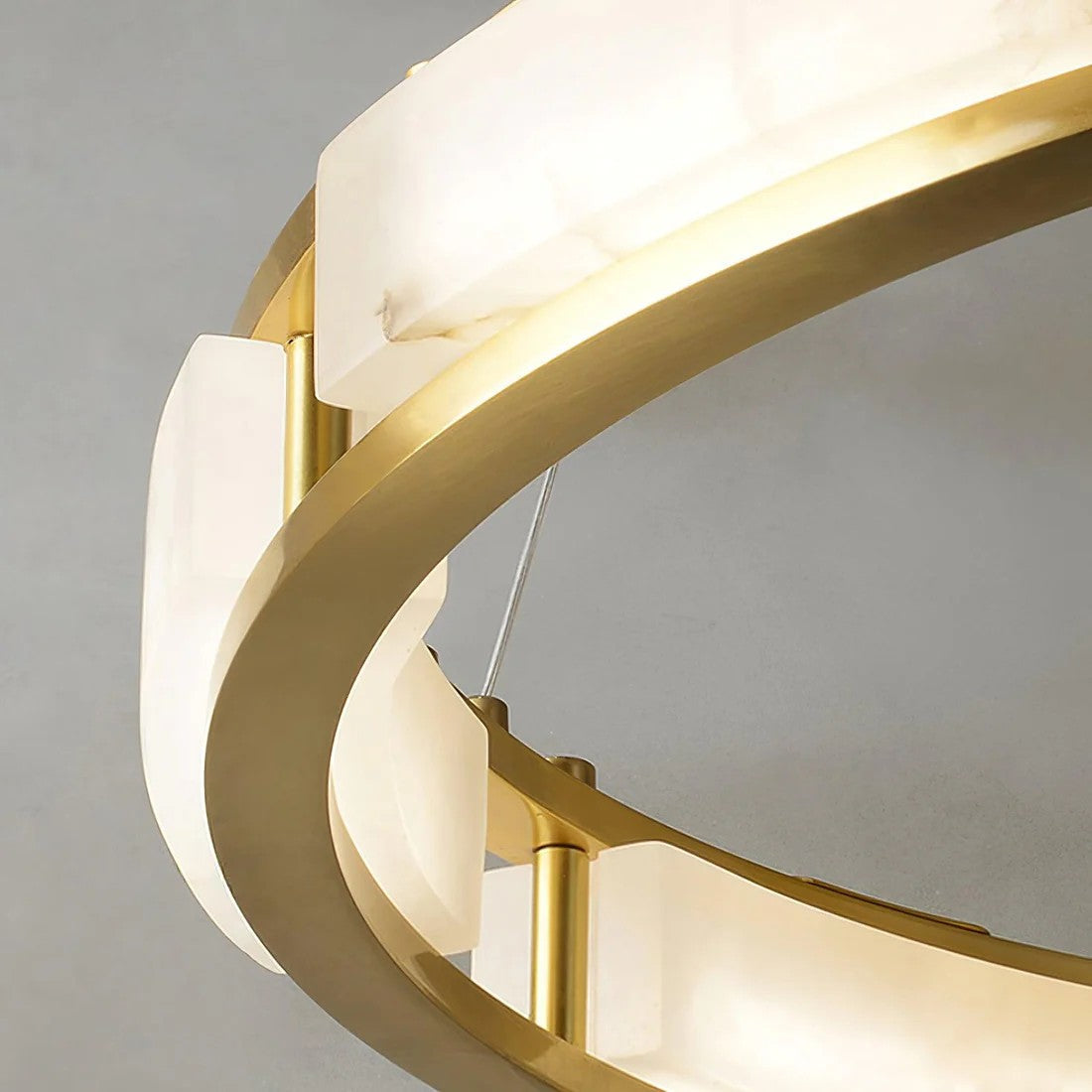 Alabaster Brass & White LED Chandelier – Luxury 39‑Inch Diameter