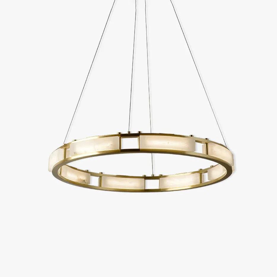 Alabaster Brass & White LED Chandelier – Luxury 39‑Inch Diameter