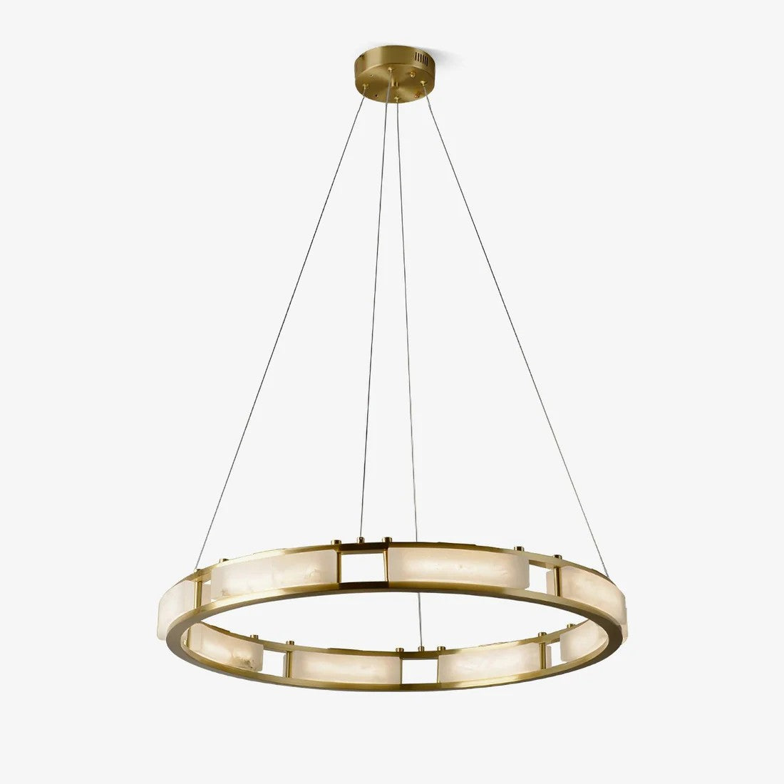 Alabaster Brass & White LED Chandelier – Luxury 39‑Inch Diameter