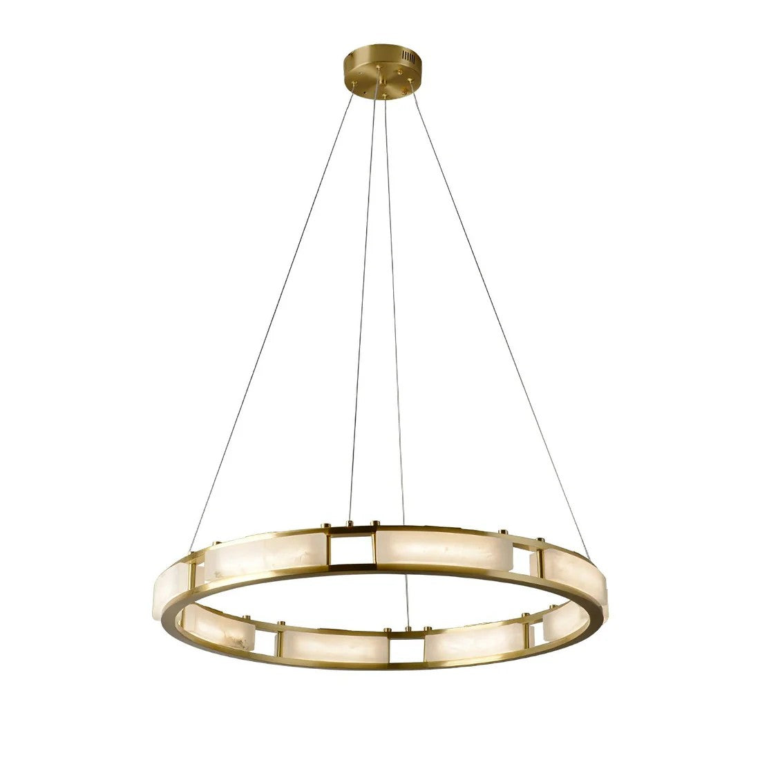 Alabaster Brass & White LED Chandelier – Luxury 39‑Inch Diameter