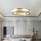 Alabaster Brass & White LED Chandelier – Luxury 39‑Inch Diameter
