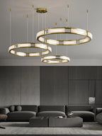 Alabaster Brass & White LED Chandelier – Luxury 39‑Inch Diameter