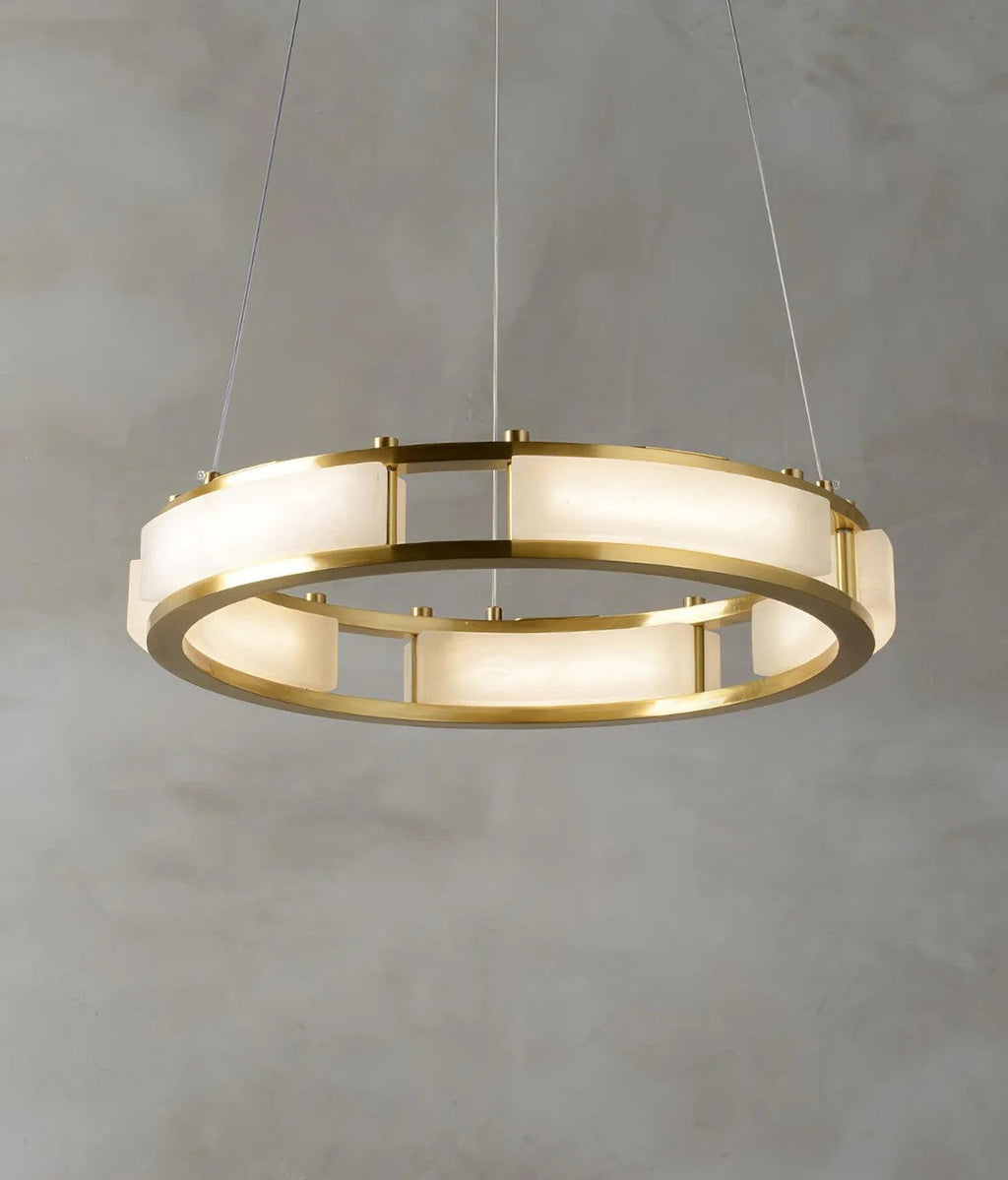 Alabaster Brass & White LED Chandelier – Luxury 39‑Inch Diameter