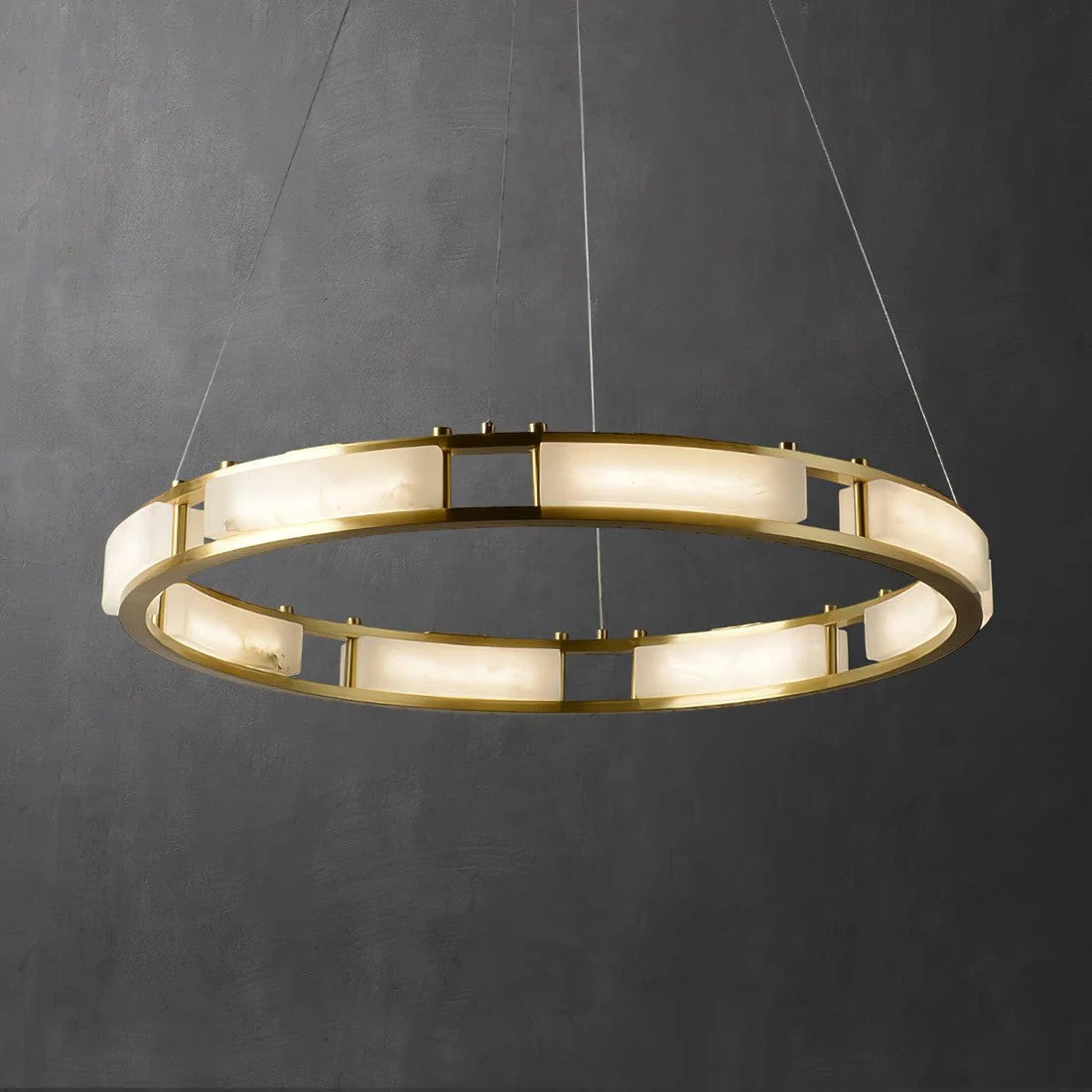 Alabaster Brass & White LED Chandelier – Luxury 39‑Inch Diameter