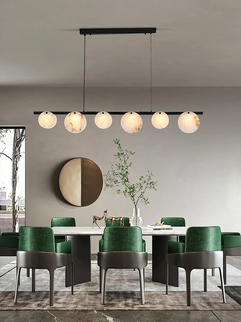 Alabaster Brass & White Snowflake Dining Chandelier