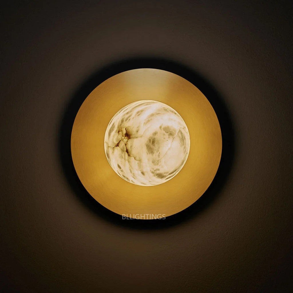 Alabaster Brass Wall Sconce
