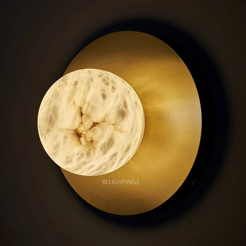 Alabaster Brass Wall Sconce