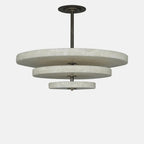 Alabaster Bronze & White LED Chandelier – Elegant 33‑Inch