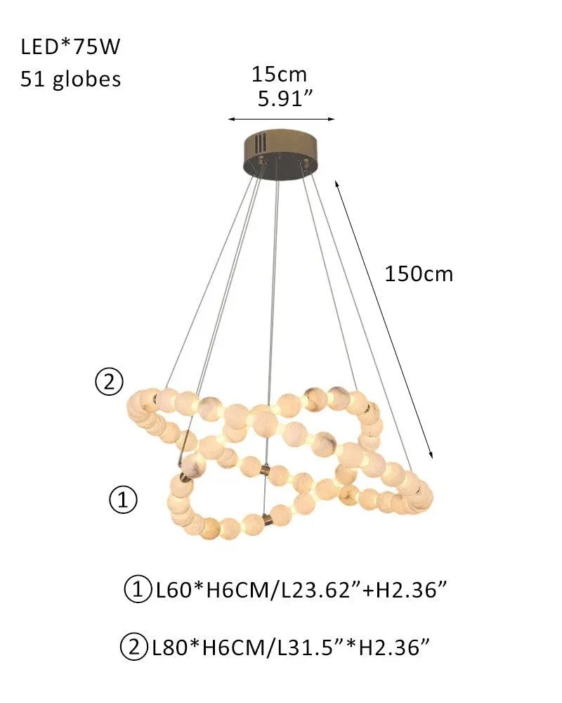 Alabaster Cirque 2 Rings Chandelier