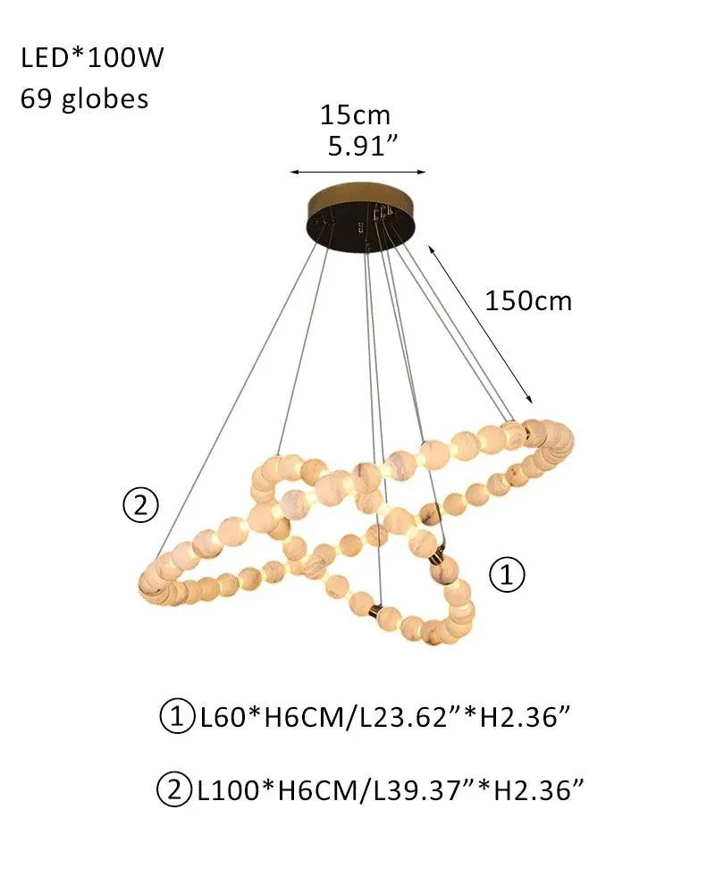 Alabaster Cirque 2 Rings Chandelier