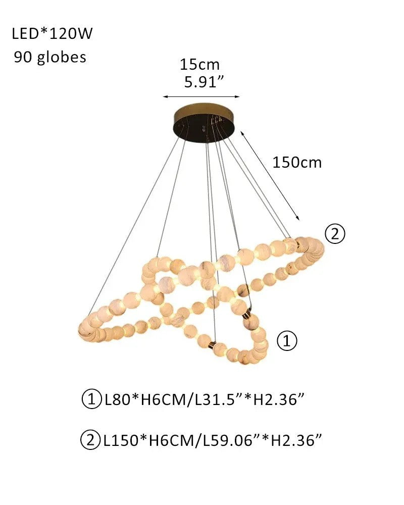 Alabaster Cirque 2 Rings Chandelier