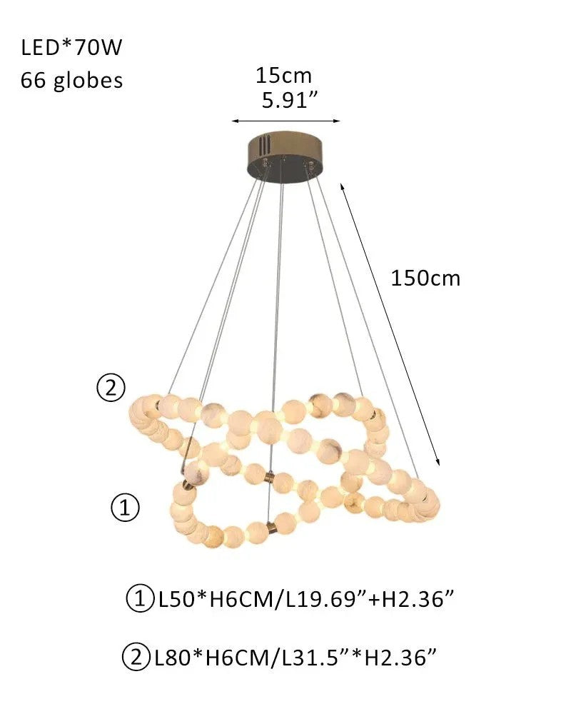 Alabaster Cirque 2 Rings Chandelier