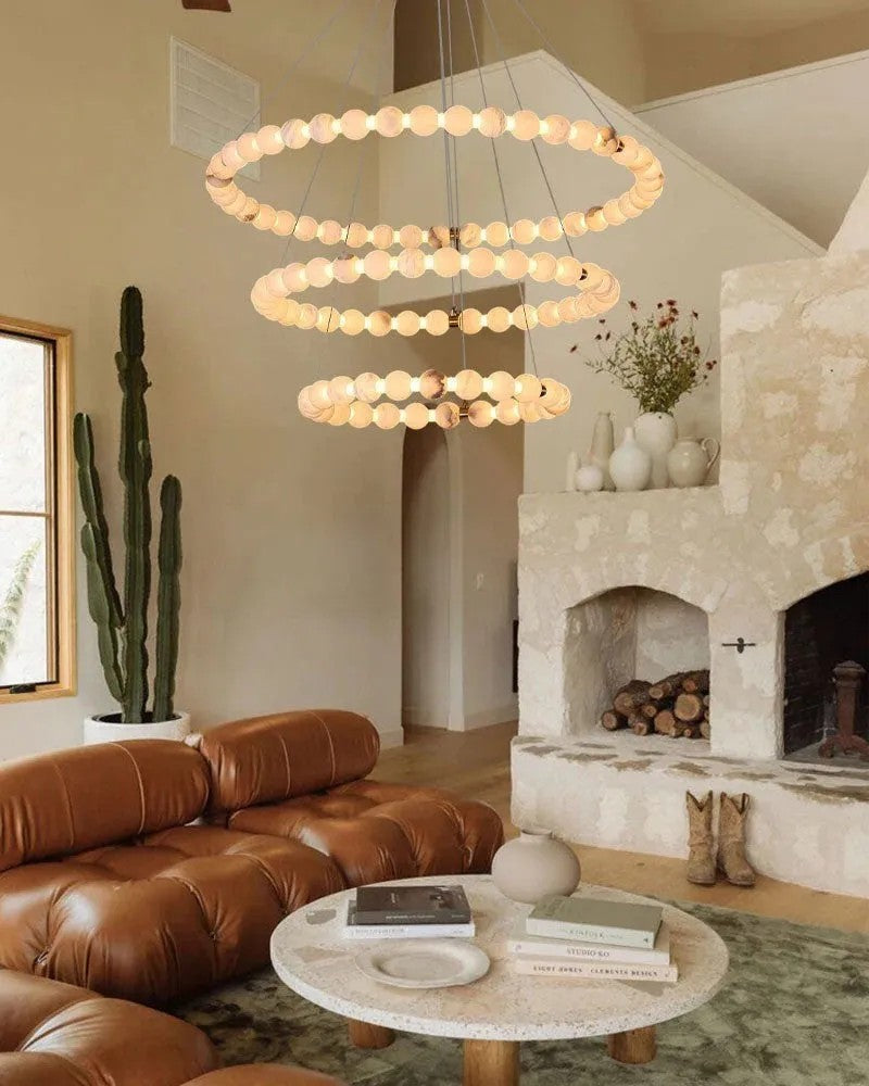 Alabaster Cirque 3 Rings Chandelier