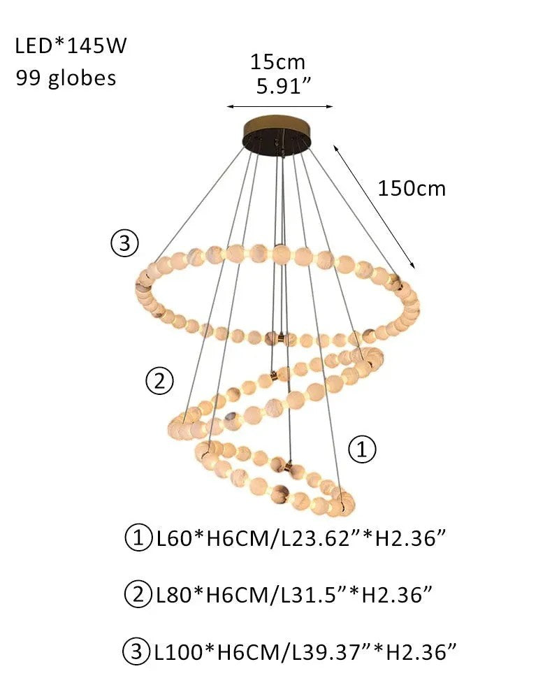 Alabaster Cirque 3 Rings Chandelier