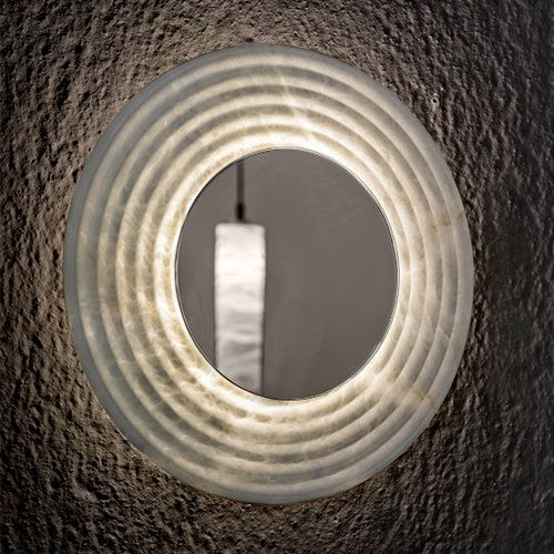 Dissic Mirror Alabaster Wall Sconce