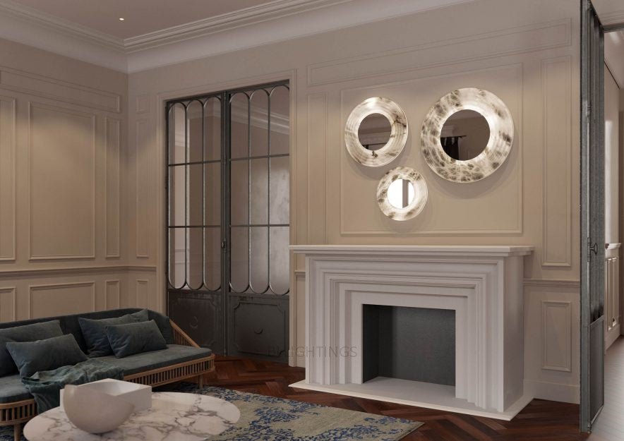 Dissic Mirror Alabaster Wall Sconce