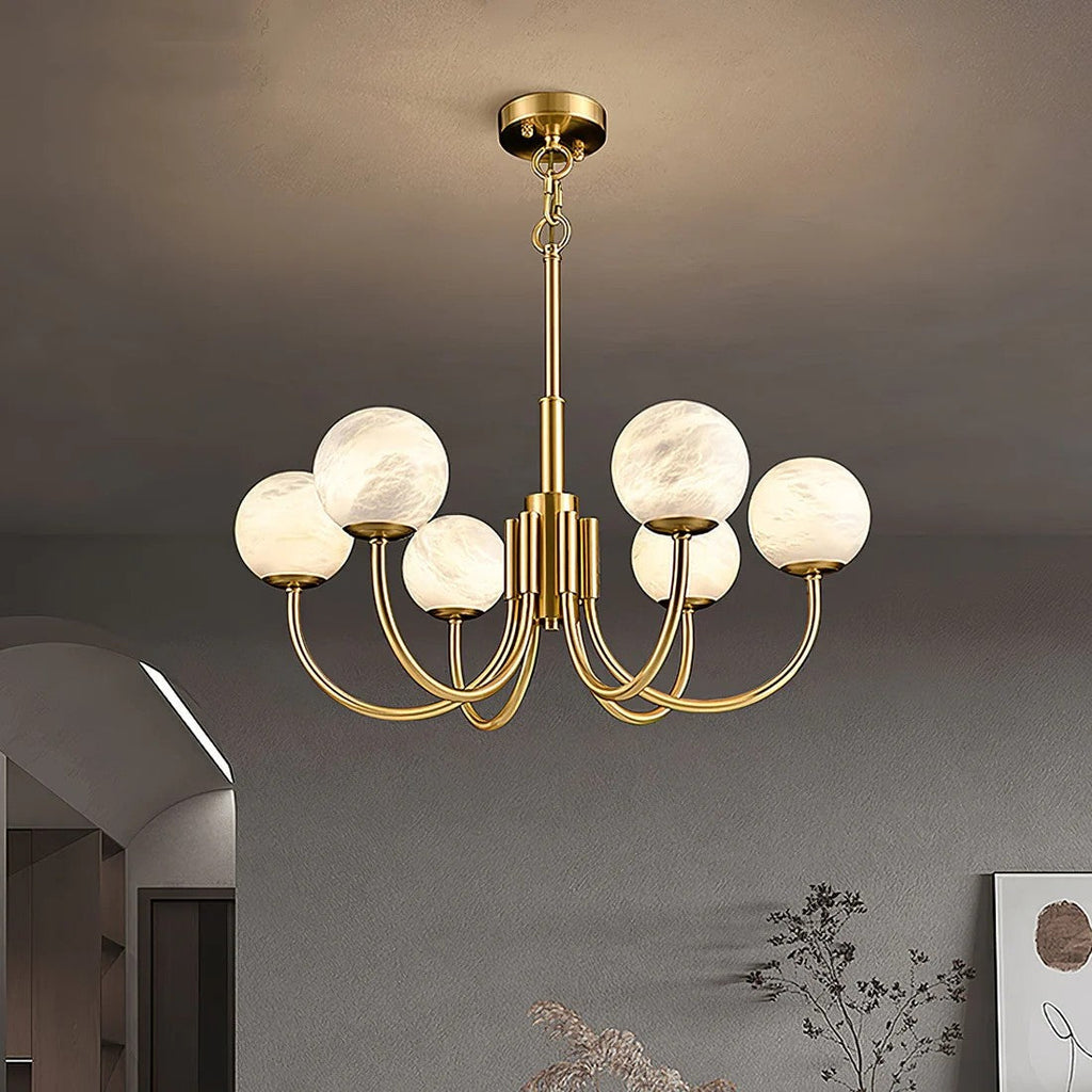Alabaster 6‑10 Heads Globe Chandelier