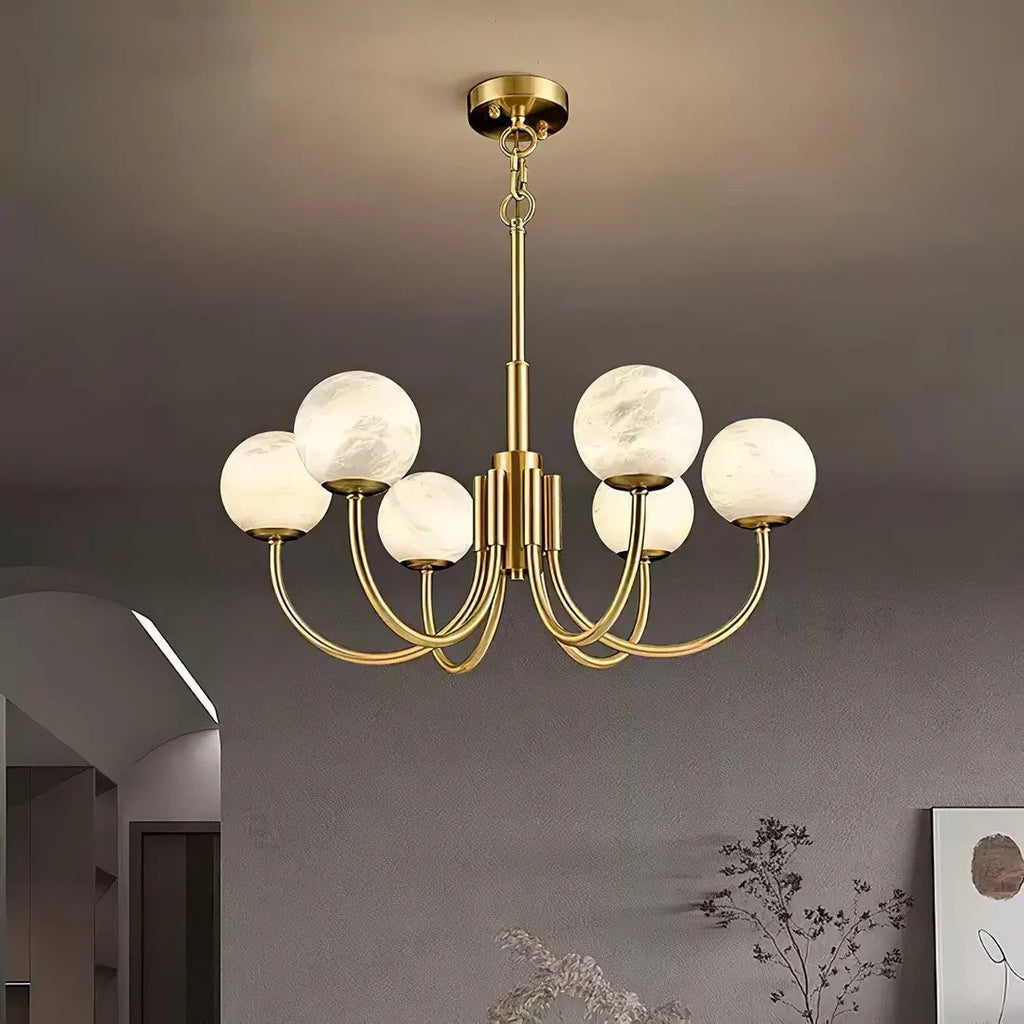 Alabaster 6‑10 Heads Globe Chandelier