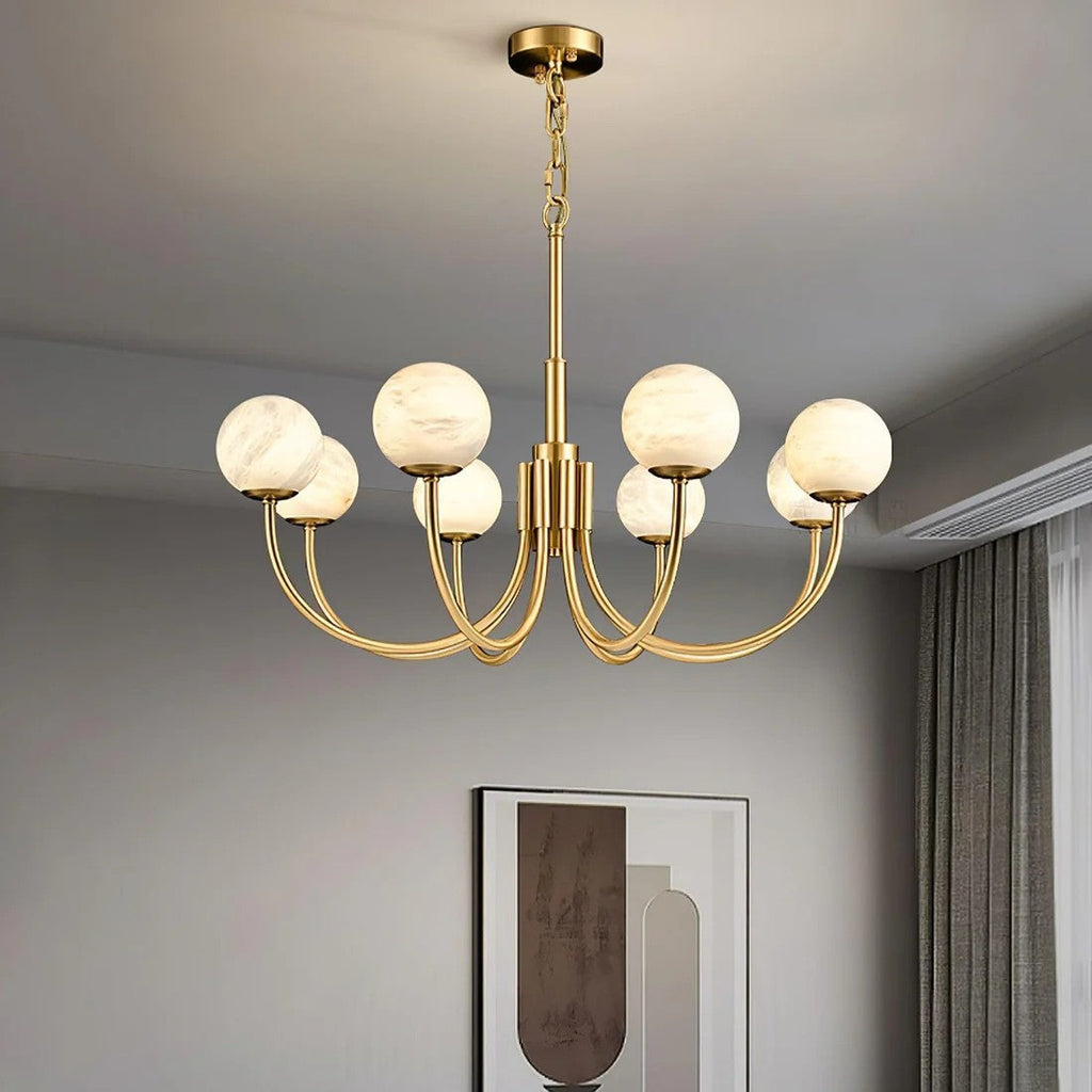 Alabaster 6‑10 Heads Globe Chandelier