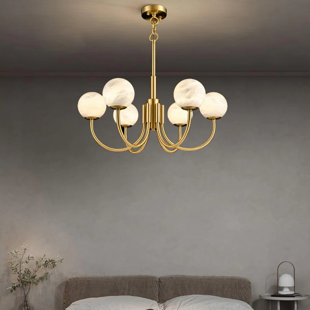 Alabaster 6‑10 Heads Globe Chandelier