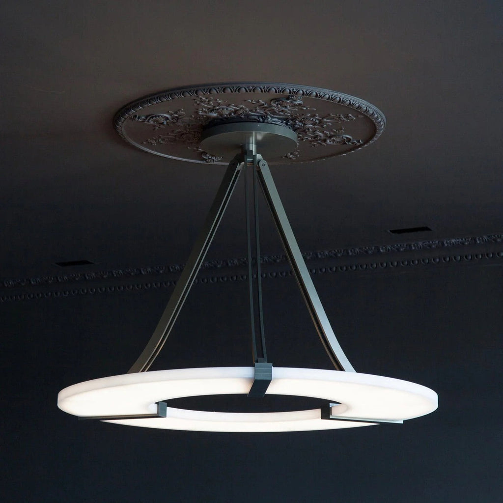 Halo Alabaster Pendant Light – Black & White LED Chandelier
