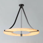 Halo Alabaster Pendant Light – Black & White LED Chandelier