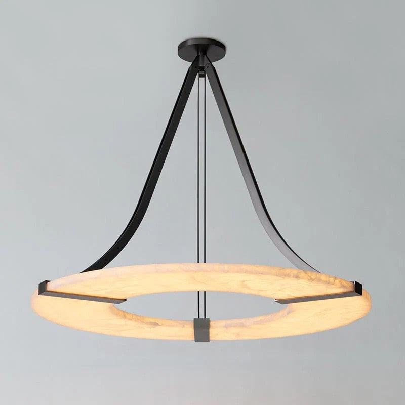 Halo Alabaster Pendant Light – Black & White LED Chandelier
